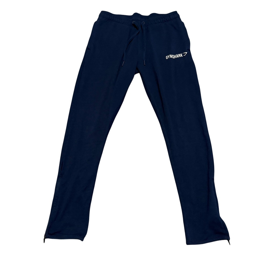 Gymshark Mens Navy Blue Tapered Joggers Ankle Zip Athletic Sweatpants Size S